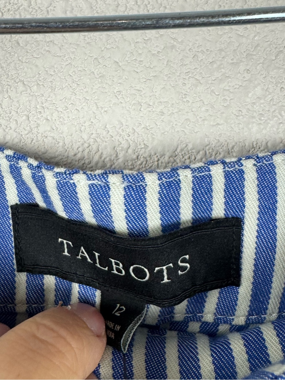 NWT Talbots Striped Blue White Nautical Button Down Midi Skirt sz 12 - Picture 7 of 8